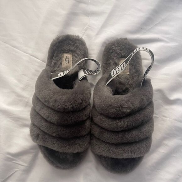 UGG Fluff Yeah Gray Slide - Picture 4 of 11